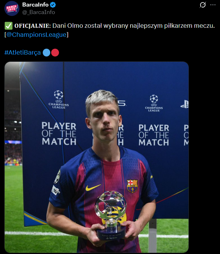 MINA Daniego Olmo po odebraniu nagrody dla MVP meczu xD